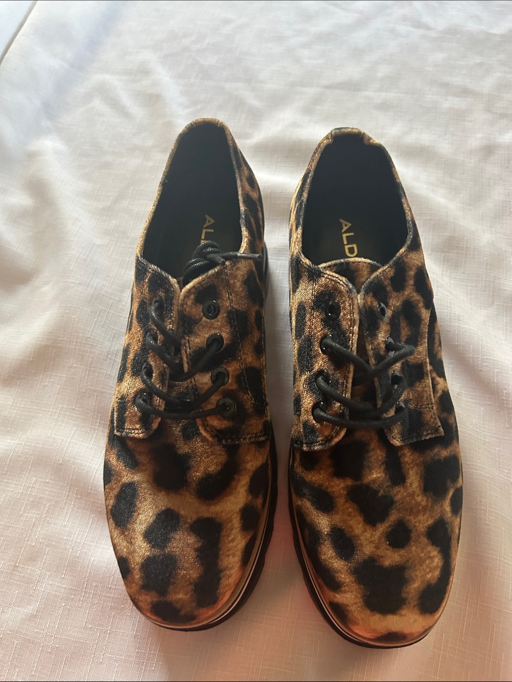 ALDO Leopard Print Lace-Up Oxfords - Brown/Black check the picture
